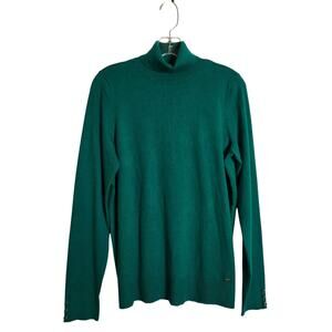 Chaps Green Lightweight Turtleneck Sweater Size L Fall Preppy Classic Basic
